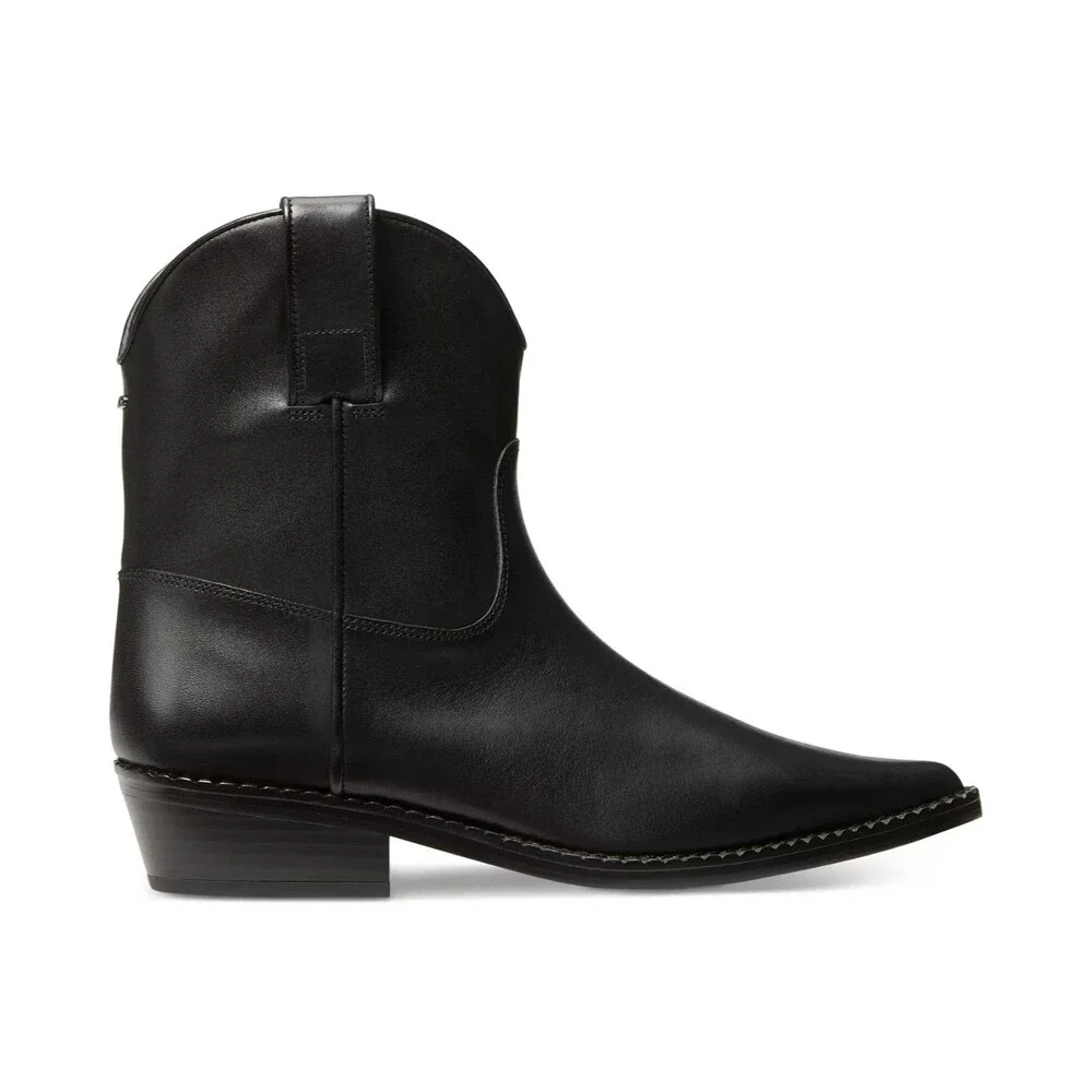 Michael Kors Black Leather Western Ankle Boots